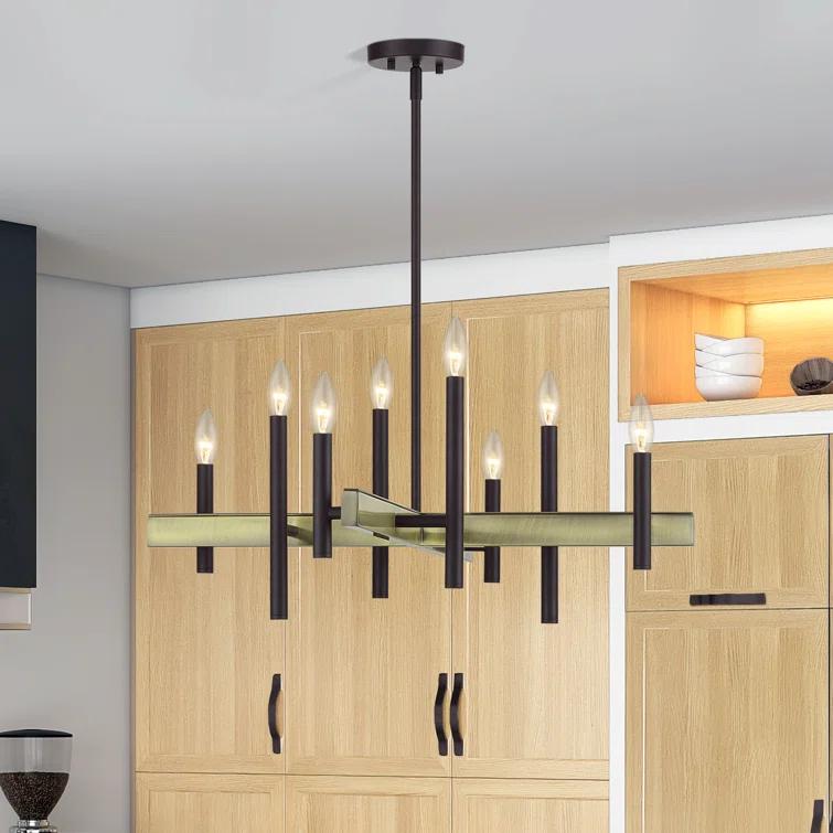 Gracie Oaks 8 Light Black Medium Chandelier With Brushed Nickel Accents