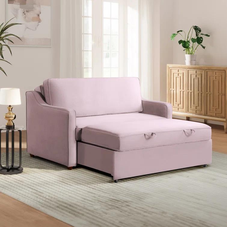 Serta Juliette 62.2'' Full Convertible Sofa w/ Velvet Upholstery