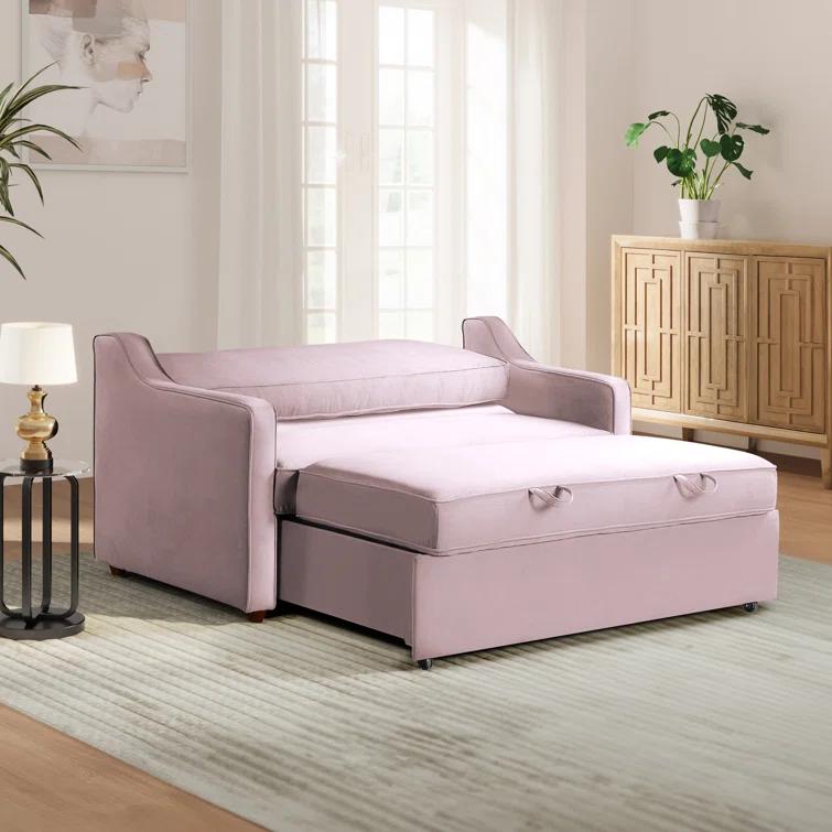 Serta Juliette 62.2'' Full Convertible Sofa w/ Velvet Upholstery
