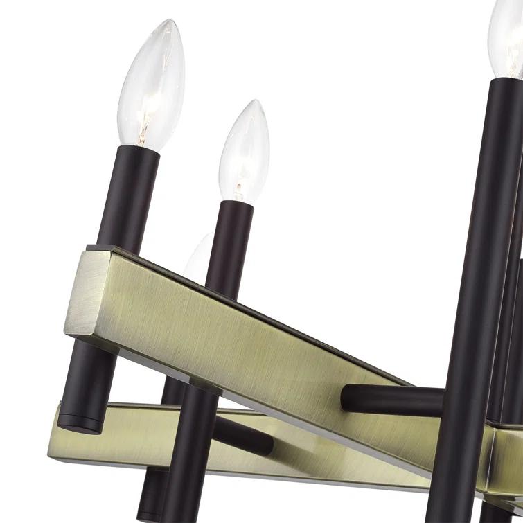 Gracie Oaks 8 Light Black Medium Chandelier With Brushed Nickel Accents
