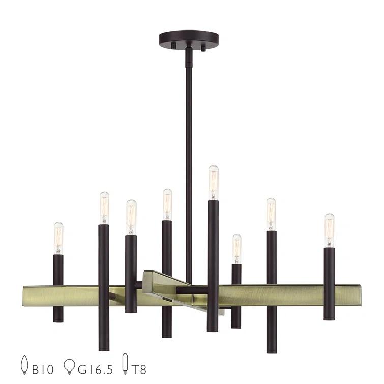 Gracie Oaks 8 Light Black Medium Chandelier With Brushed Nickel Accents
