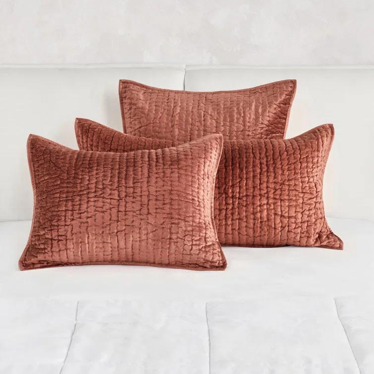 Terra Cotta Quilted Velvet King Sham
