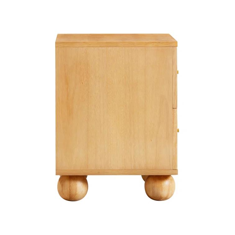 Tourmaline Natural Wood & Rattan Wavy Nightstand