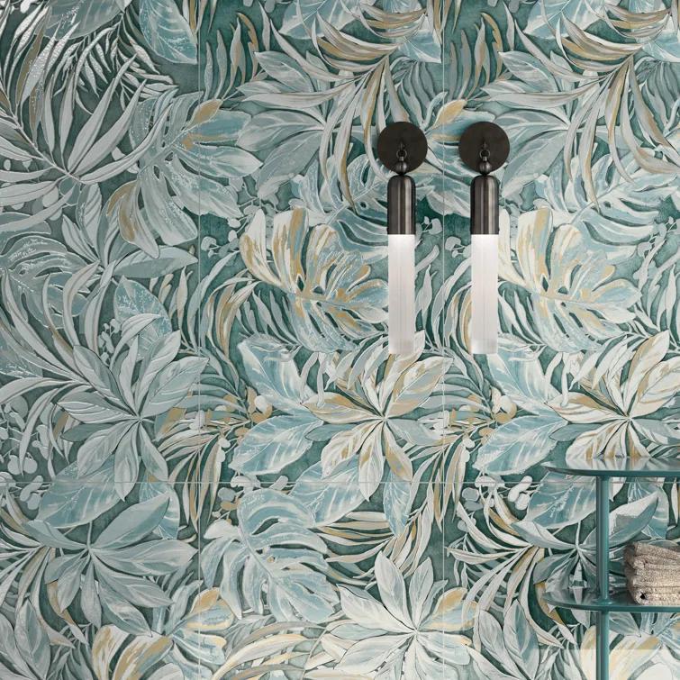 Parete Tropici 24" x 47" Porcelain Natural / Floral Wall & Floor Tile