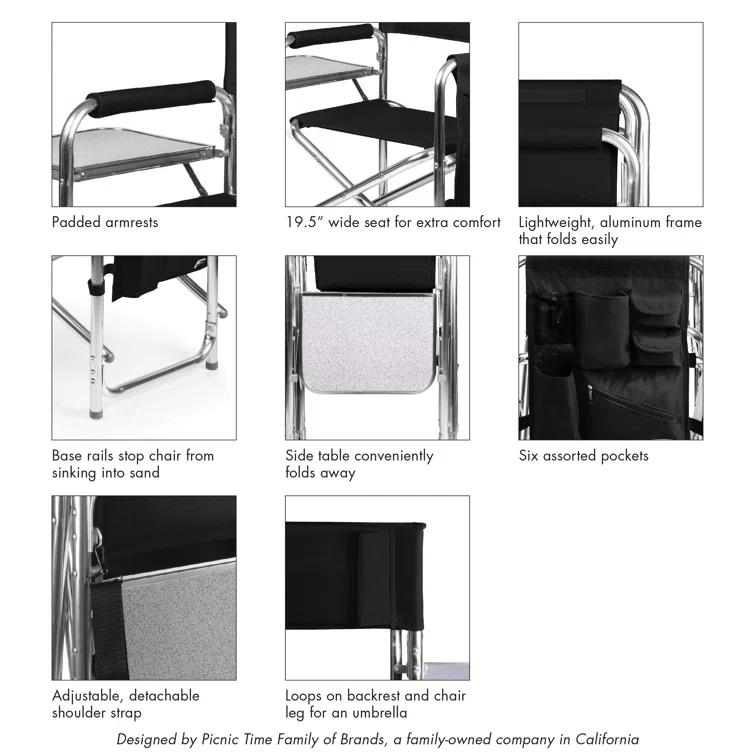 Sports Outdoor Portable Camp Chair with Side Table