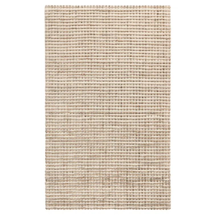 Rectangle Herringbone Hand Woven Jute/Sisal Area Rug in Beige