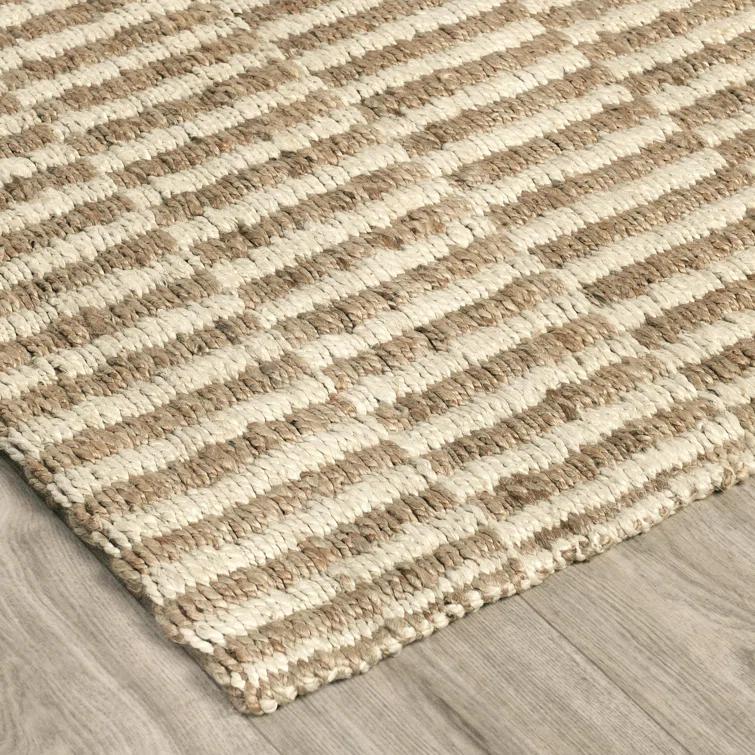 Handwoven Ivory and Natural Jute Rectangular 8' x 10' Area Rug