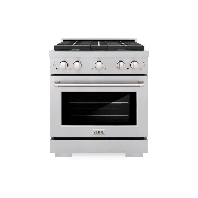 ZLINE Satin ZLINE 30 in. Paramount Gas Range w/ 4 Burners & Convection Oven w/ Door SGRS-30