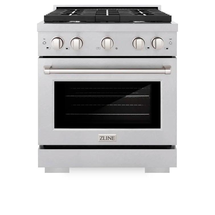 ZLINE Satin ZLINE 30 in. Paramount Gas Range w/ 4 Burners & Convection Oven w/ Door SGRS-30