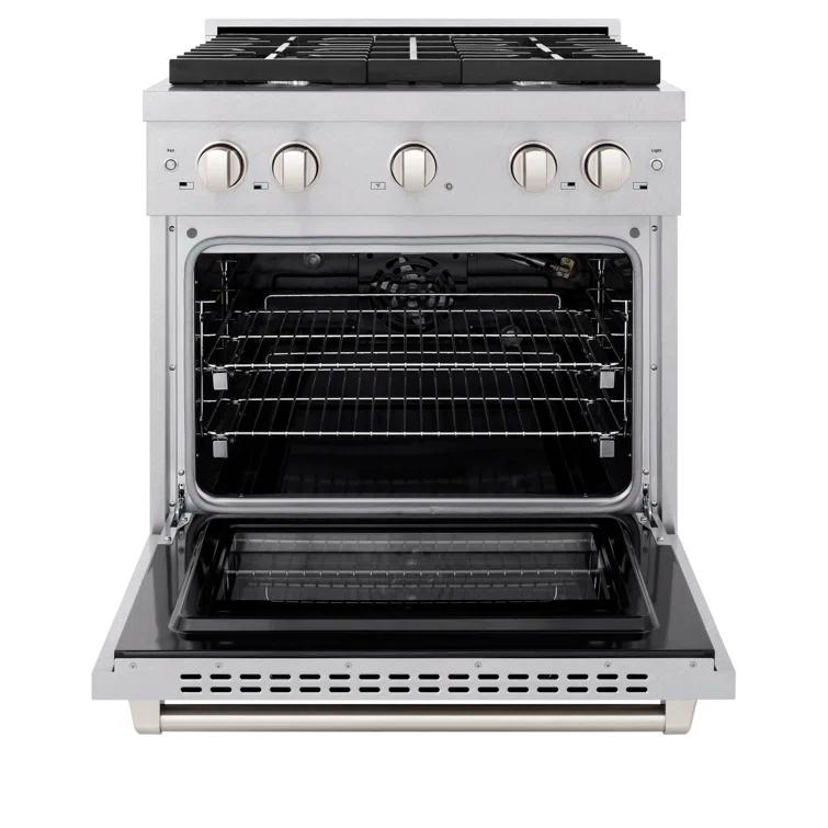 ZLINE Satin ZLINE 30 in. Paramount Gas Range w/ 4 Burners & Convection Oven w/ Door SGRS-30