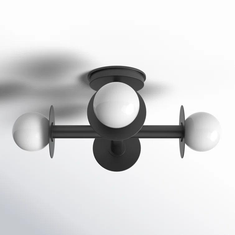 Nodes Semi-Flush Mount Light by Kelly Wearstler - Black / 18"Dia