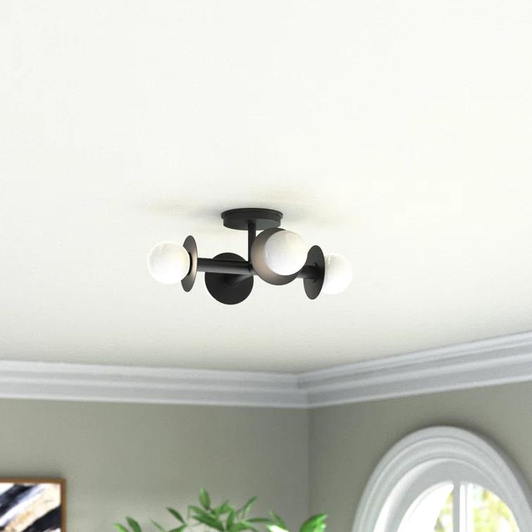 Nodes Semi-Flush Mount Light by Kelly Wearstler - Black / 18"Dia