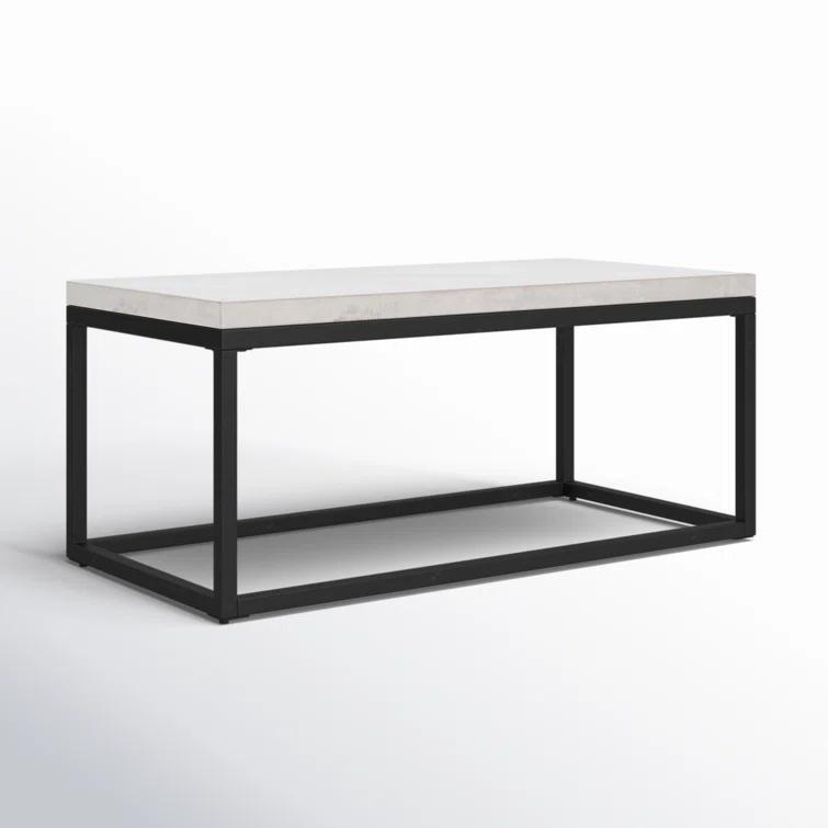 Maximus Rectangular Black and Gray Concrete Iron Coffee Table