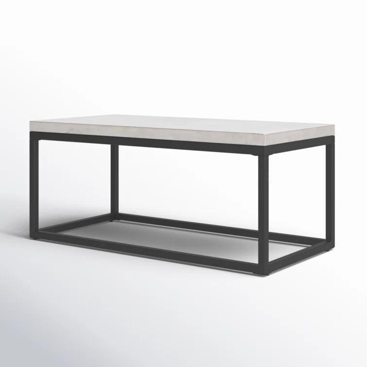 Maximus Rectangular Black and Gray Concrete Iron Coffee Table