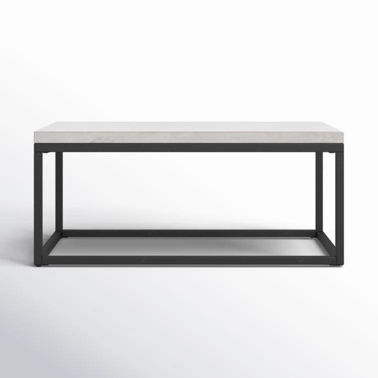 Maximus Rectangular Black and Gray Concrete Iron Coffee Table