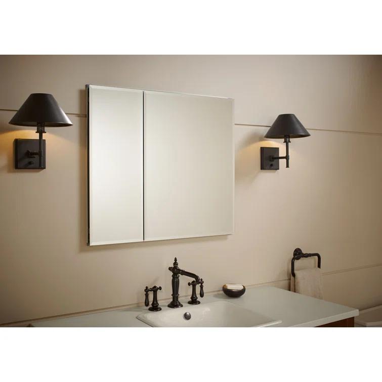 CLC Aluminum Two-Door Medicine Cabinet With Mirrored Doors, Beveled Edges