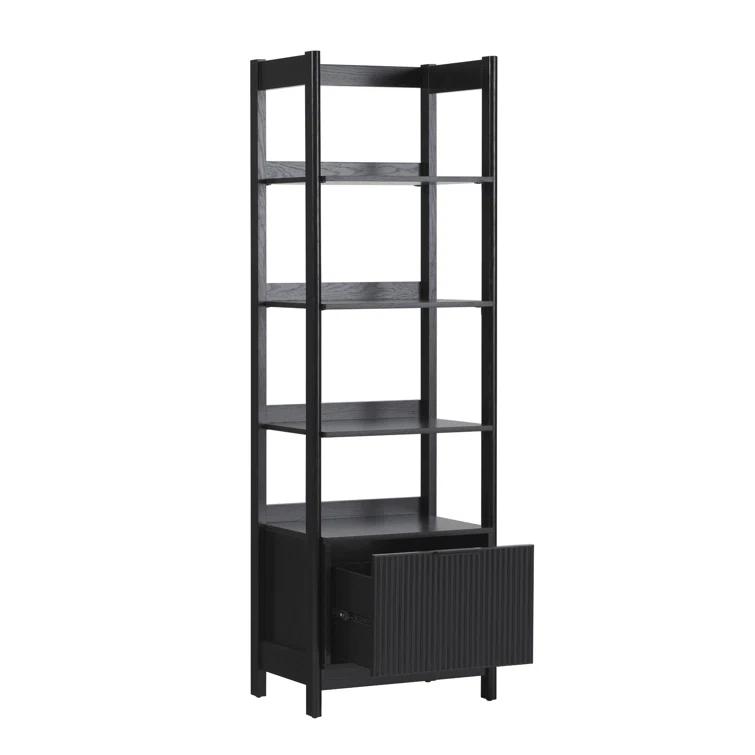 Transitional Narrow Bookshelf with Drawer on Bottom