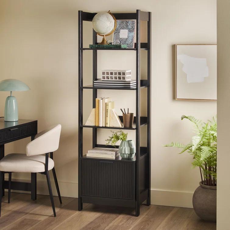 Transitional Narrow Bookshelf with Drawer on Bottom
