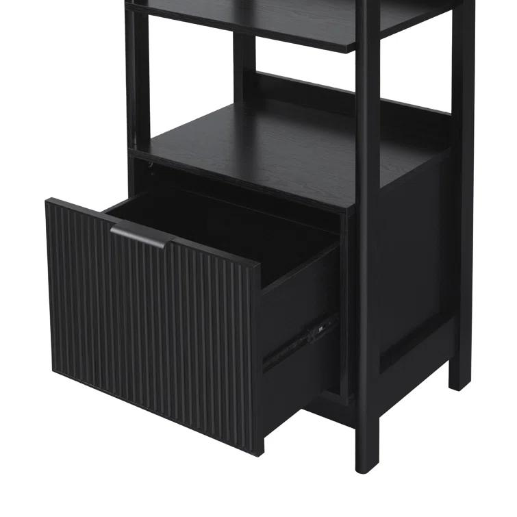 Transitional Narrow Bookshelf with Drawer on Bottom