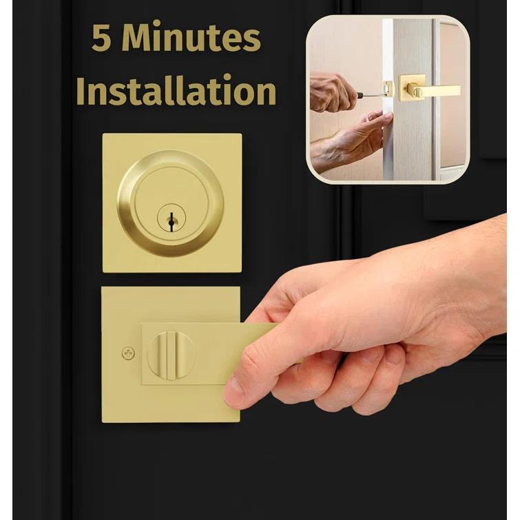Mega Handles ROBELL Reversible Entry Door Lever and Single Cylinder Deadbolt Lock Combo Pack | Modern Keyed Lever