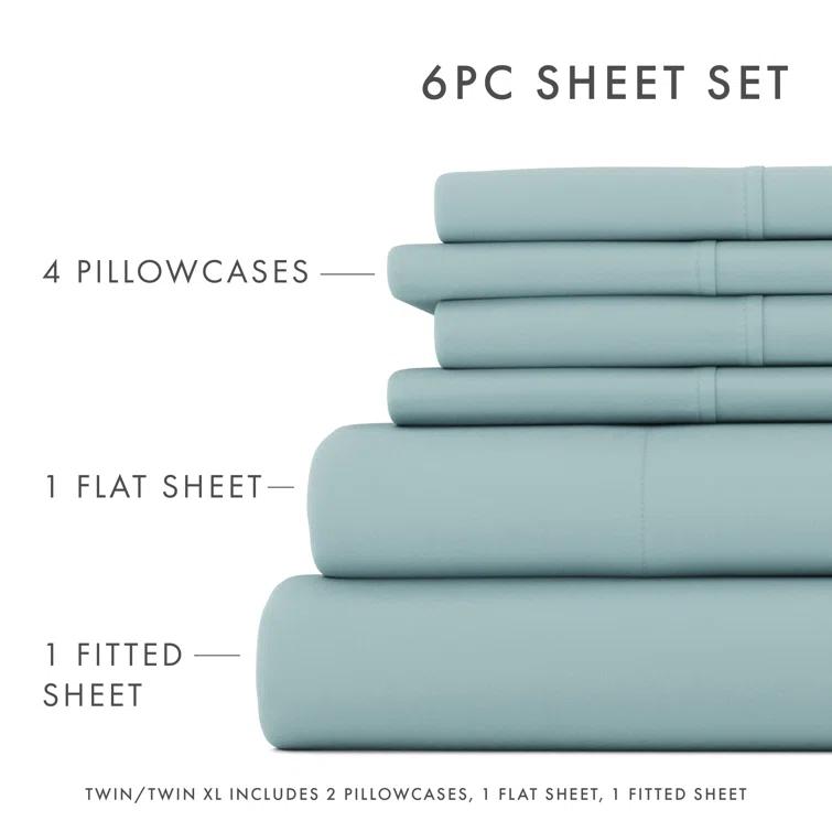 Simply Soft Brushed Microfiber Solid 6 Piece Sheet Set