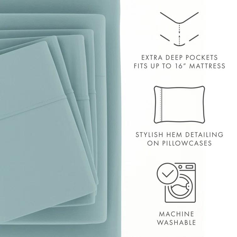 Simply Soft Brushed Microfiber Solid 6 Piece Sheet Set