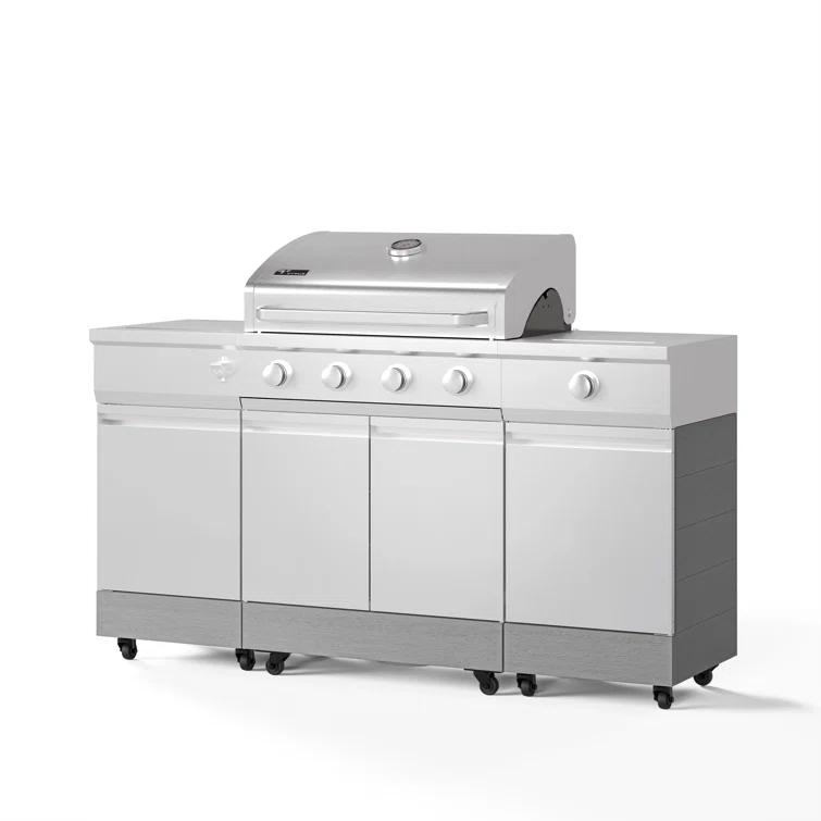 TYTUS Fresno 4 - Burner Freestanding Propane Gas Grill with Side Burner and Cabinet