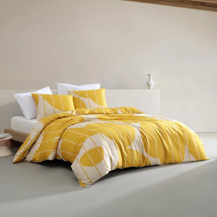 Vesi Unikko Cotton Yellow/Beige Duvet Cover Set