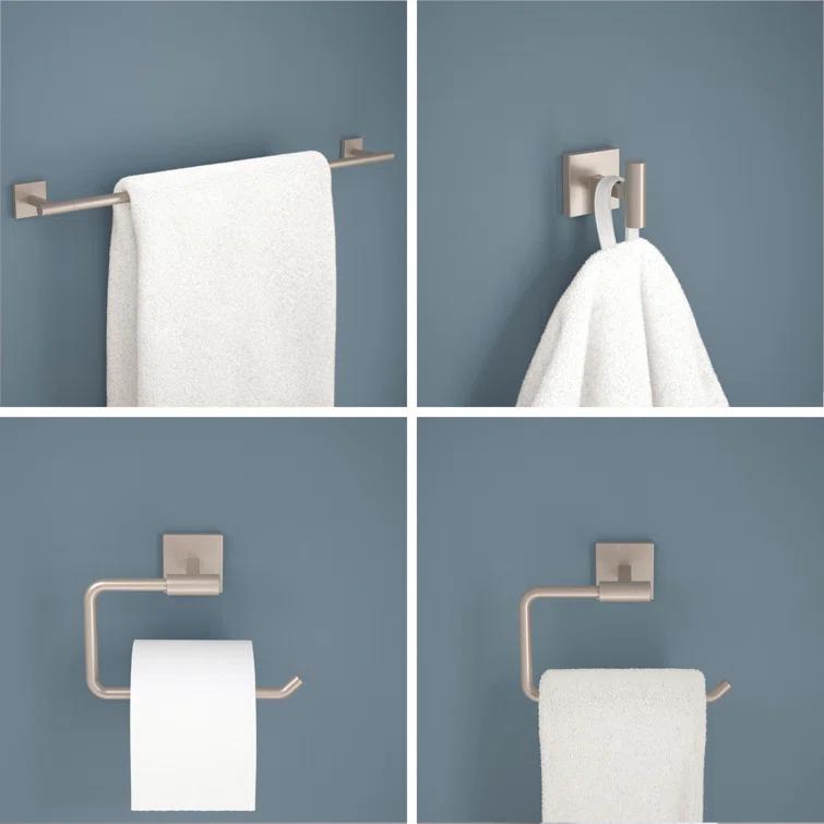 Franklin Brass Nash 4-Piece Bath Hardware Set 18" Towel Bar w/ Extender Toilet Paper Holder Towel Holder Towel Hook NASH64-BN