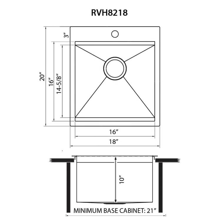 Ruvati Workstation Drop-in Topmount Bar Prep RV Sink 16 Gauge Stainless Steel