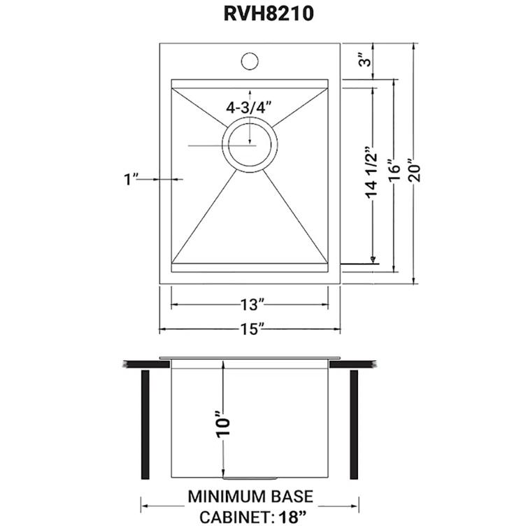 Ruvati Workstation Drop-in Topmount Bar Prep RV Sink 16 Gauge Stainless Steel