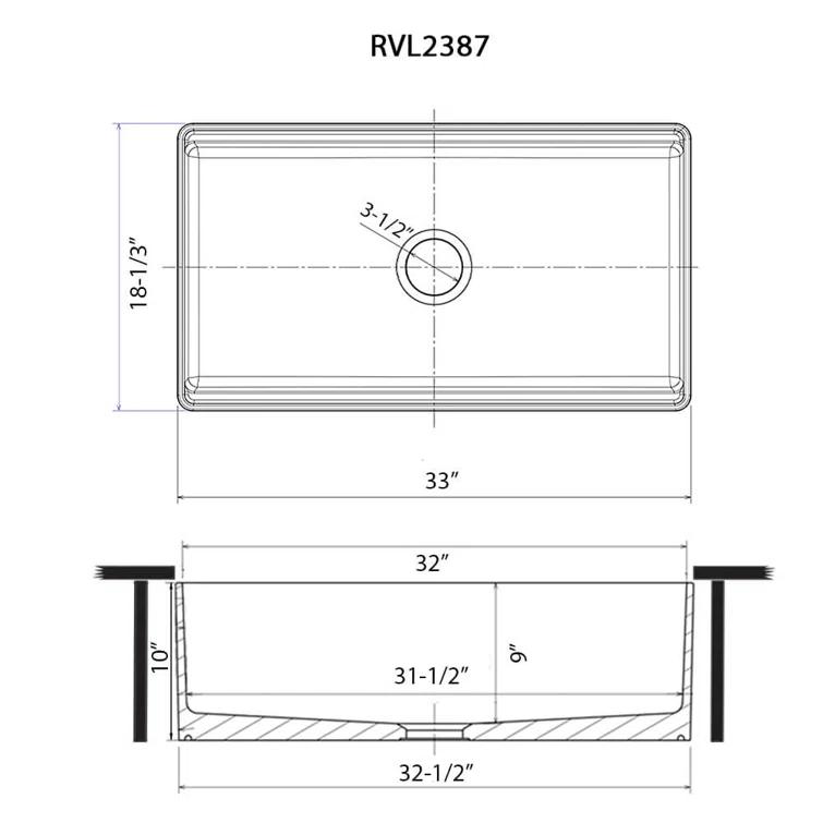 Ruvati 33 inch Fireclay Workstation Farmhouse Kitchen Sink Apron Front Single Bowl