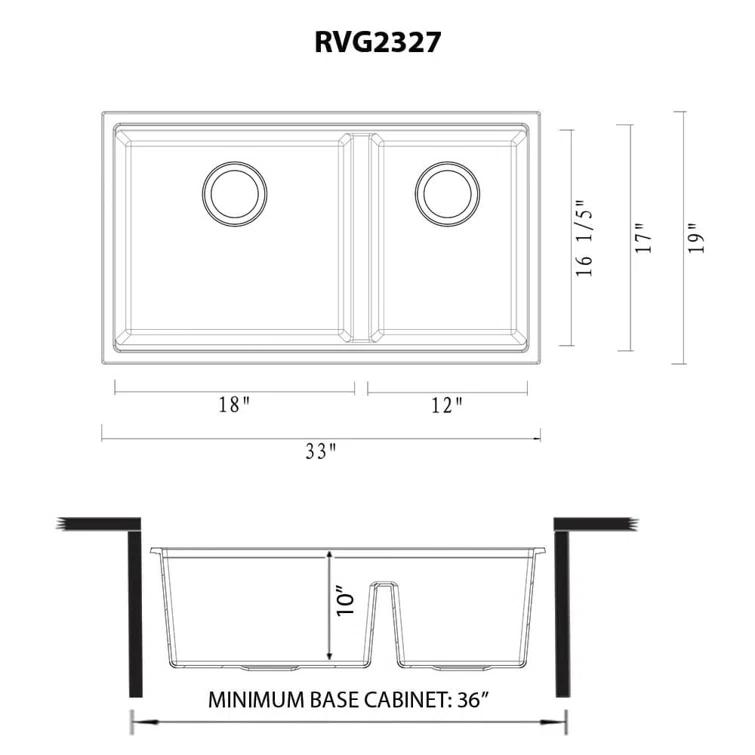 Ruvati 33-inch epiRock Workstation Double Bowl Undermount Kitchen Sink