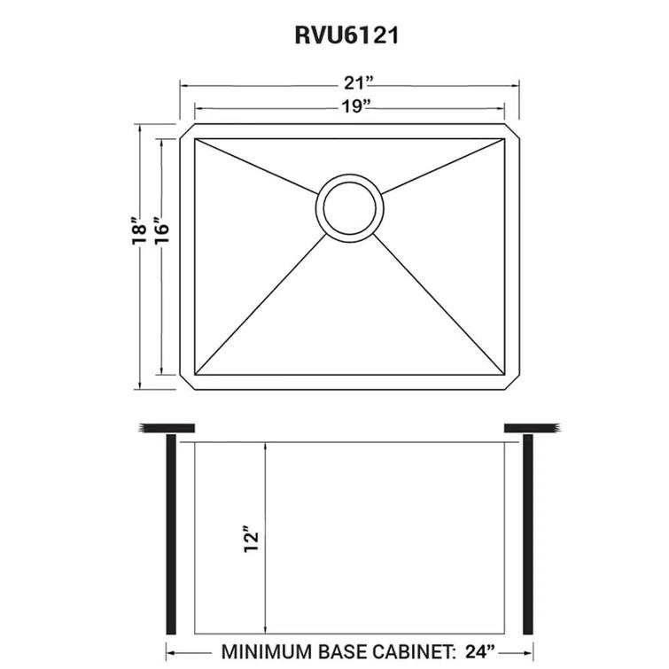 Ruvati 21" x 18" x 12" Deep Laundry Utility Sink Undermount 16 Gauge Stainless Steel