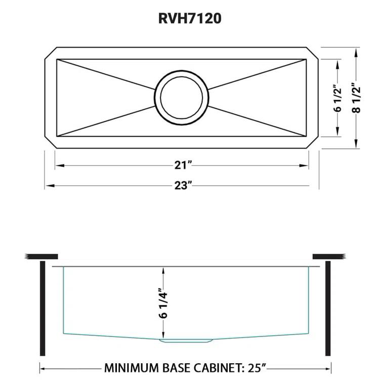 Ruvati Bar Prep Sink Narrow Trough Undermount 16 Gauge Stainless Steel Single Bowl