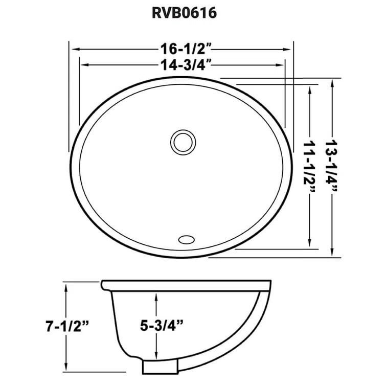 Ruvati RVB0616 Ruvati inch Undermount Bathroom Vanity Sink White Oval Porcelain Ceramic with Overflow