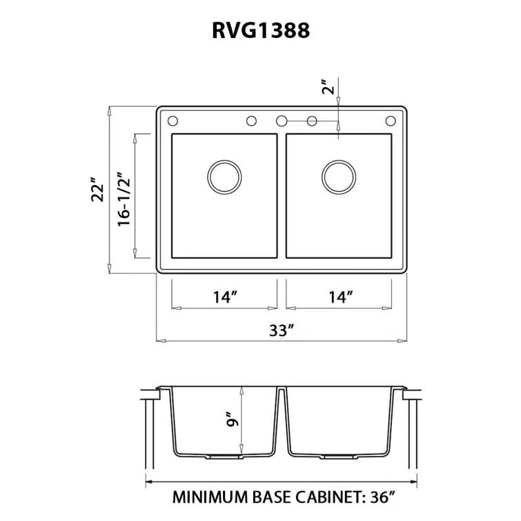 Ruvati 33 x 22 inch epiGranite Top-Mount Granite Composite Kitchen Sink