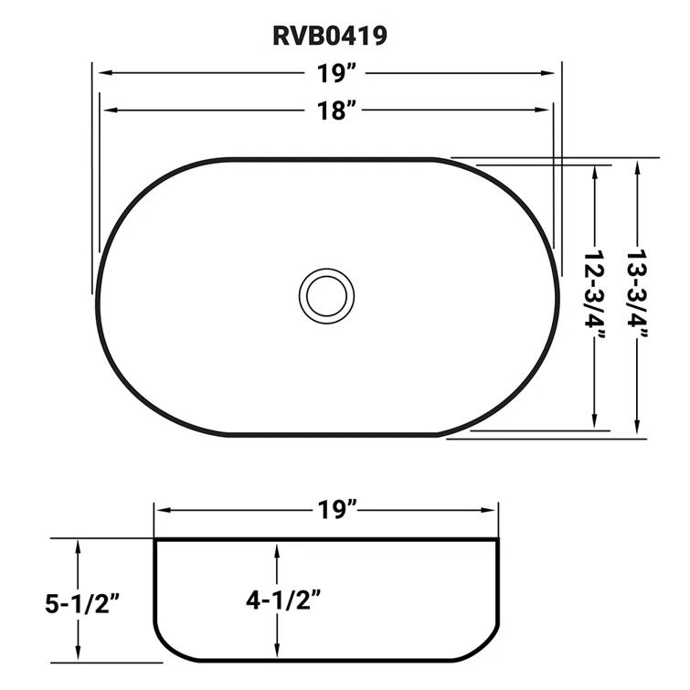Ruvati RVB0419 Ruvati inch Bathroom Vessel Sink White Oval Above Counter Vanity Porcelain Ceramic