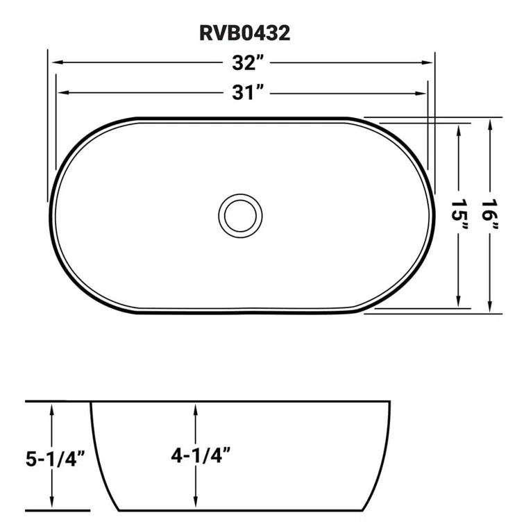 Ruvati RVB0432 Ruvati inch Bathroom Vessel Sink White Oval Above Counter Vanity Porcelain Ceramic