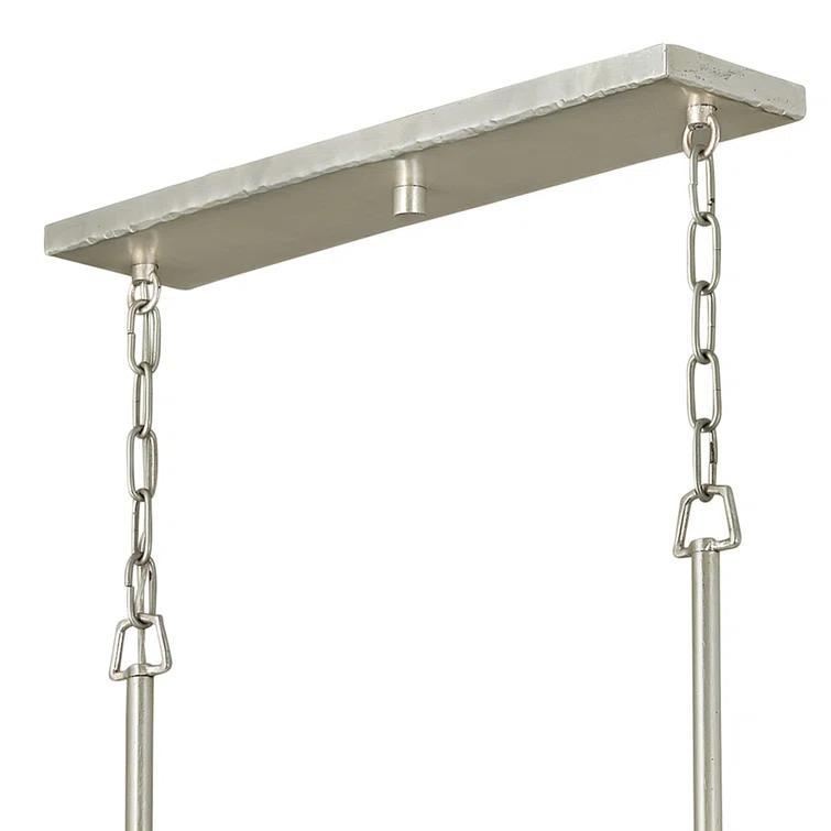 Farrah 10-Light White Linen Linen Chandelier w/ Hammered Crosshatch Bars