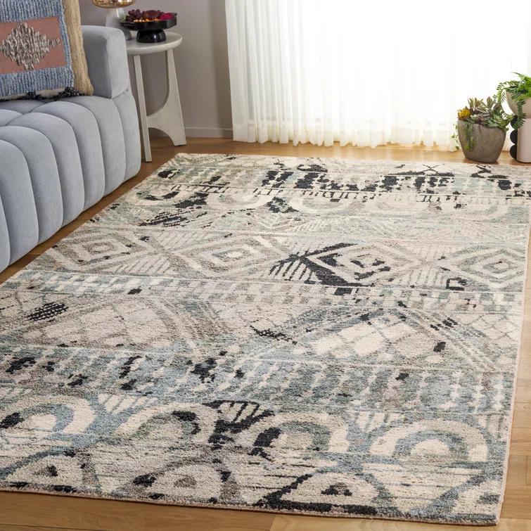 Safavieh Southwestern Hand Knotted Wool/Cotton Southwestern Rug in Gray