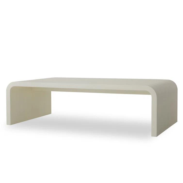 Modern Off-White Polished Rectangular Cocktail Table