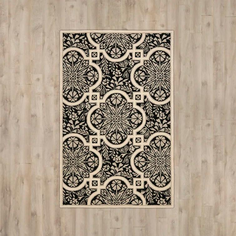 French Martha Stewart Hand Tufted Wool Floral Rug