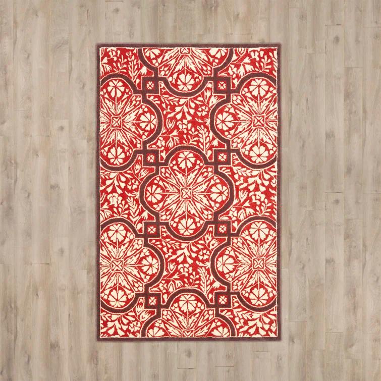 French Martha Stewart Hand Tufted Wool Floral Rug