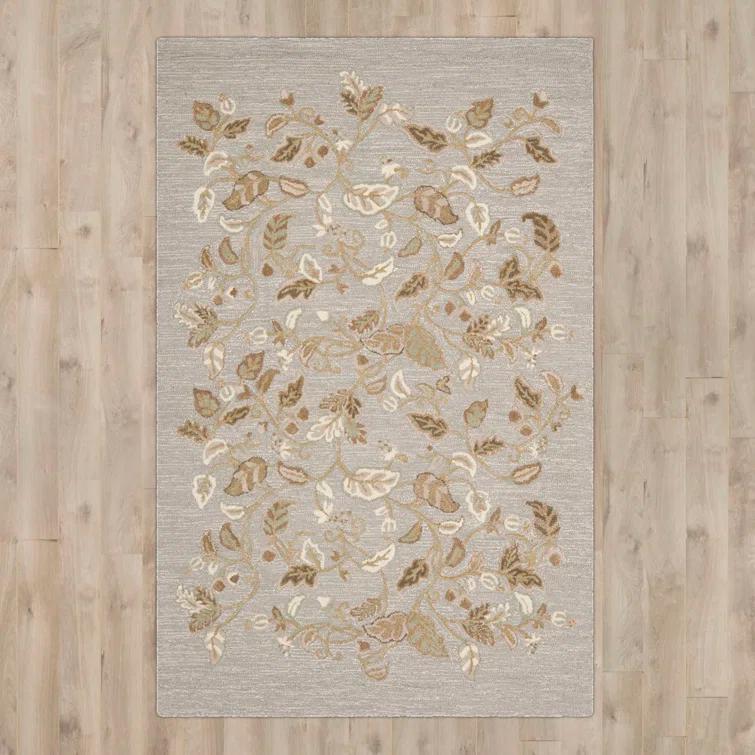 Autumn Martha Stewart Hand Tufted Wool/Viscose Floral Rug in Gray