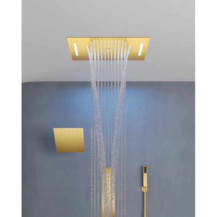 Music Thermostatic Shower System,Dual Showerheads with LED Mood Lighting
