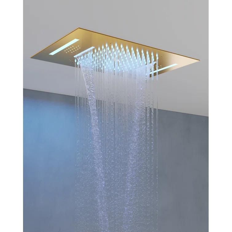 Music Thermostatic Shower System,Dual Showerheads with LED Mood Lighting