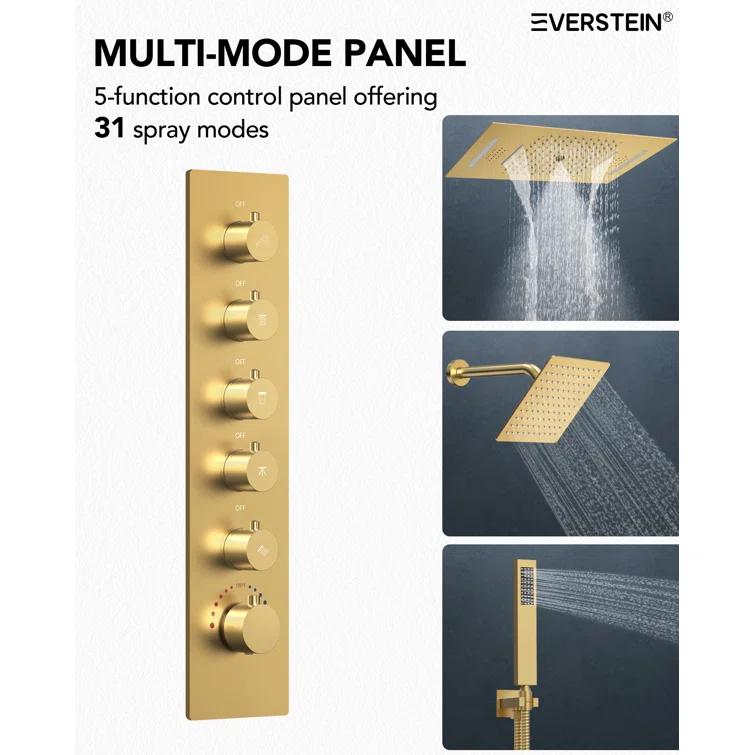 Music Thermostatic Shower System,Dual Showerheads with LED Mood Lighting