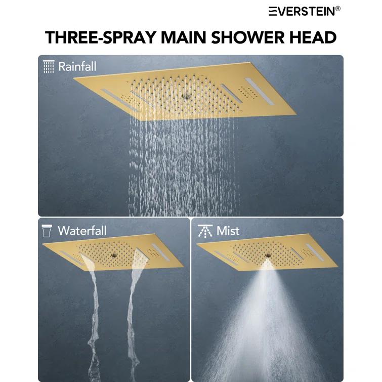 Music Thermostatic Shower System,Dual Showerheads with LED Mood Lighting