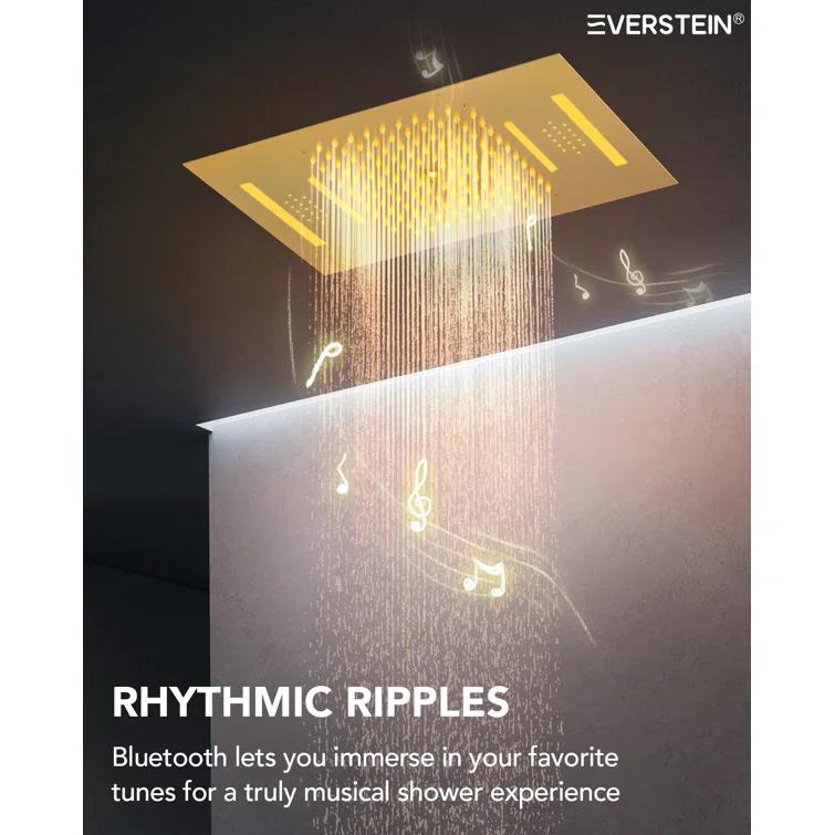 Music Thermostatic Shower System,Dual Showerheads with LED Mood Lighting